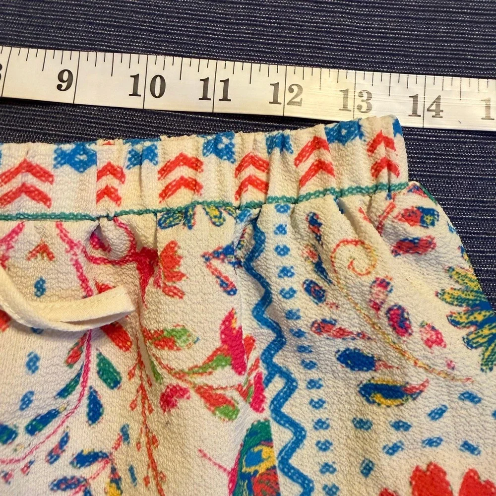 Flying Tomato Boho Floral Geometric Tile Print Tassel Drawstring Shorts Medium